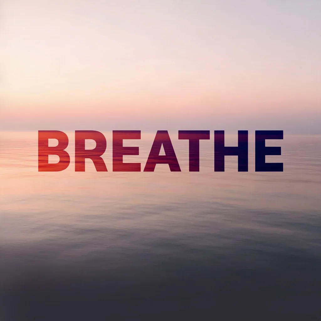 Ideogram V4 typographic poster reading BREATHE over a calm ocean horizon