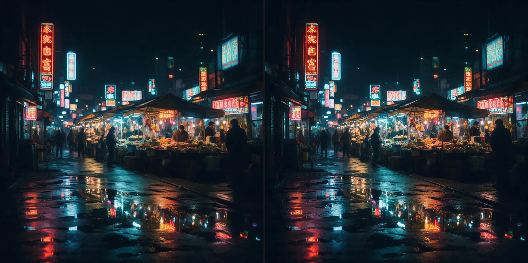 Before and after of a cinematic still upscaled 4x with Crystal