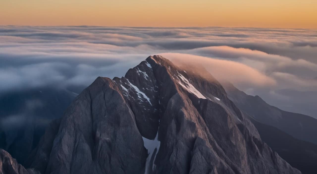 Flux 3 Video Draft timelapse of clouds rolling over a mountain peak at golden hour