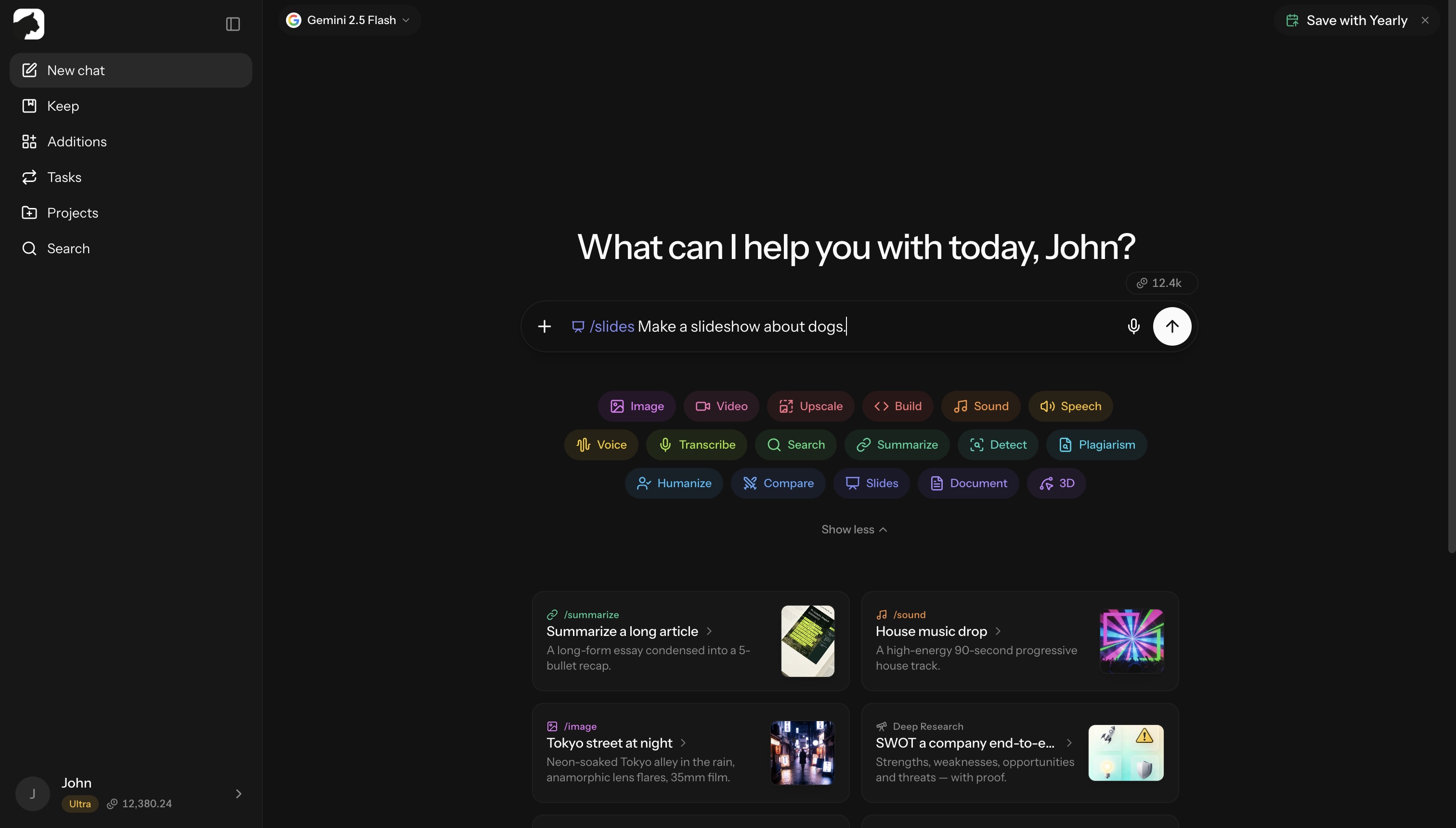 The /slides command generating a presentation